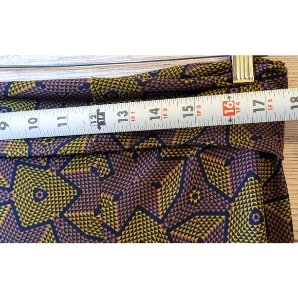 LuLaRoe Womens Gold Mauve Geometric Slinky Maxi Skirt Size XL Stretch Vaca Retro - Picture 4 of 6